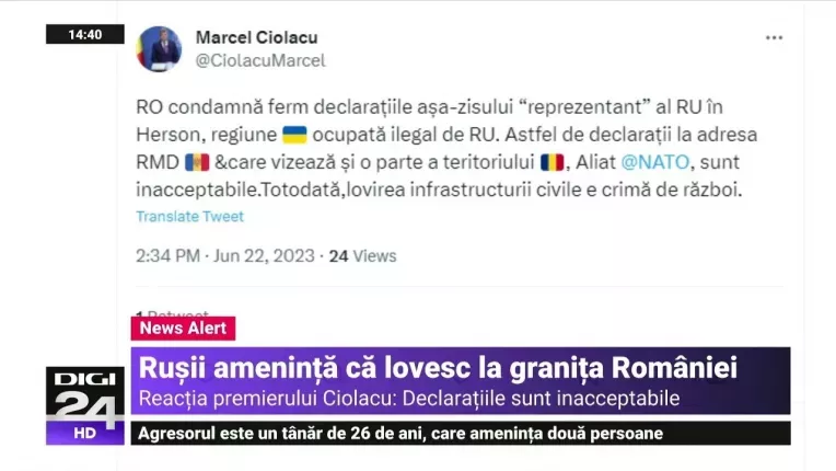 Marcel Ciolacu reactioneaza la amenintarea Rusiei de a arunca in aer podul Giurgiulesti